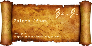 Zsiros Jónás névjegykártya